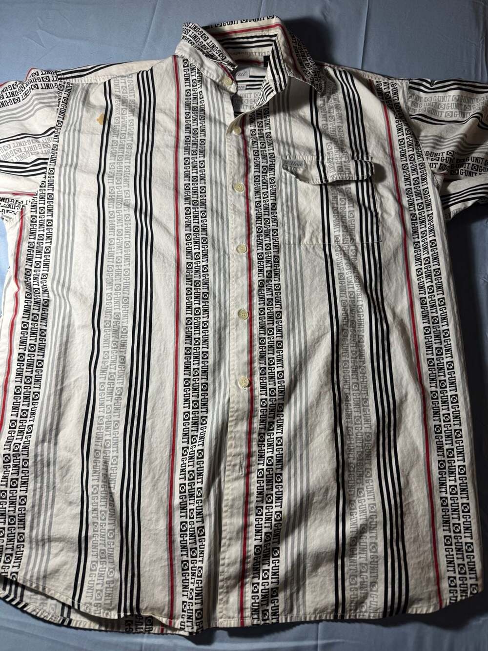 Vintage G-Unit Striped Logo Short Sleeve Button Down Shirt Size XL